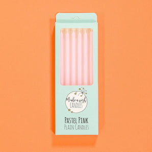 Pack of six Pastel Pink Candles by Crumbs & Doilies, perfect for adding charm to birthday cakes or cupcakes.